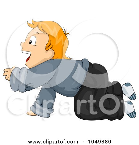 Royalty-Free (RF) Clip Art Illustration of a Boy Crawling And Shouting by BNP Design Studio