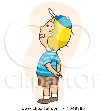 Royalty-Free (RF) Clip Art Illustration of a Boy Crossing His Fingers Behind His Back by BNP Design Studio