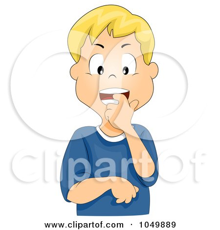 Royalty-Free (RF) Clip Art Illustration of a Nervous Cartoon Boy Biting His Finger by BNP Design Studio