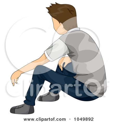 Royalty-Free (RF) Clip Art Illustration of a Sitting Teen Boy by BNP Design Studio
