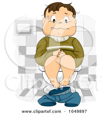 Royalty-Free (RF) Clip Art Illustration of a Sick Boy On A Toilet by BNP Design Studio