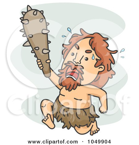Royalty-Free (RF) Clip Art Illustration of a Caveman Chasing With A Club by BNP Design Studio