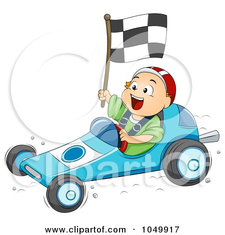 Royalty-Free (RF) Clip Art Illustration of a Boy Driving A Go Kart by BNP Design Studio