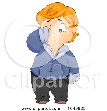 Royalty-Free (RF) Clip Art Illustration of a Bullied Chubby Boy Crying by BNP Design Studio