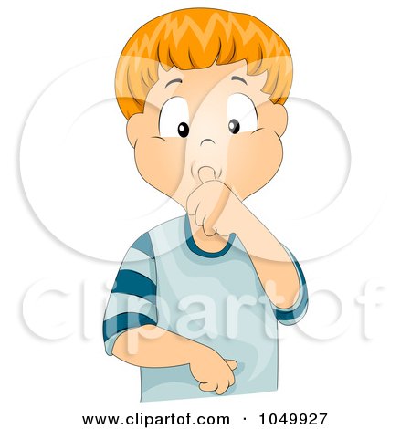 Royalty-Free (RF) Clip Art Illustration of an Insecure Boy Sucking His Thumb by BNP Design Studio