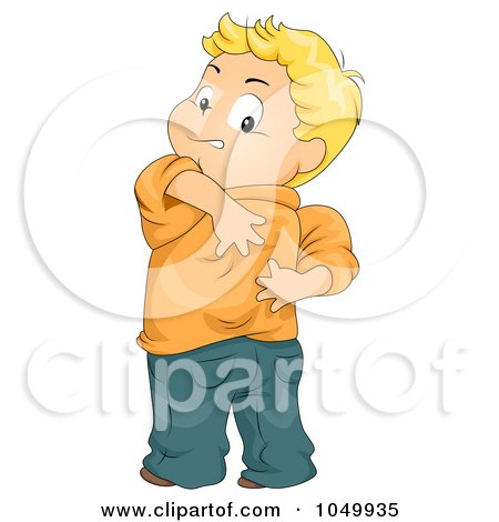 Royalty-Free (RF) Clip Art Illustration of a Boy Itching His Back by BNP Design Studio