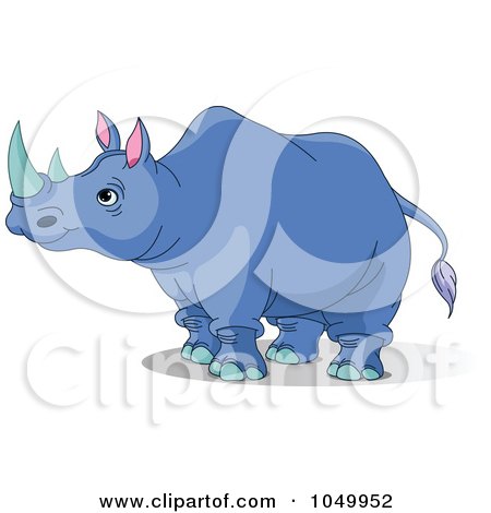 Royalty-Free (RF) Clip Art Illustration of a Blue Rhino by Pushkin