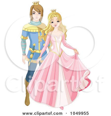 Royalty-Free (RF) Clip Art Illustration of a Prince And Princess Standing by Pushkin