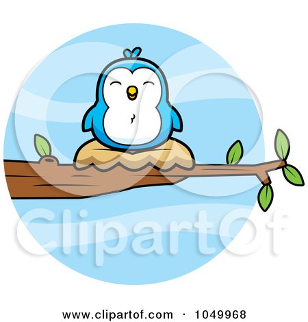 Royalty-Free (RF) Clip Art Illustration of a Nesting Blue Bird by Cory Thoman