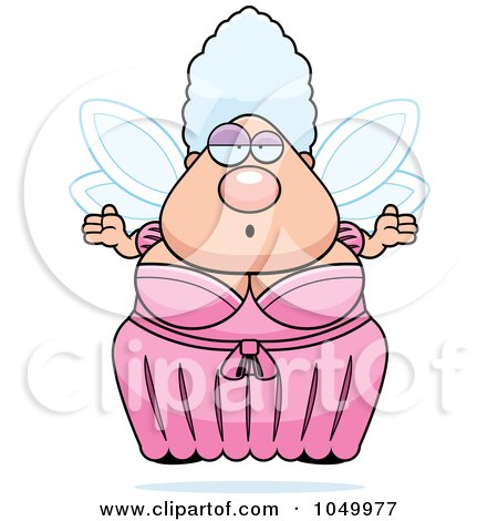 Royalty-Free (RF) Clip Art Illustration of a Plump Fairy Godmother Shrugging by Cory Thoman