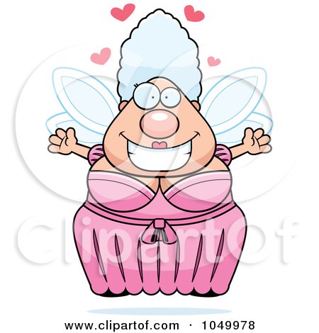 Royalty-Free (RF) Clip Art Illustration of a Plump Fairy Godmother With Open Arms by Cory Thoman
