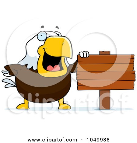 Royalty-Free (RF) Clip Art Illustration of a Bald Eagle With A Blank Sign by Cory Thoman