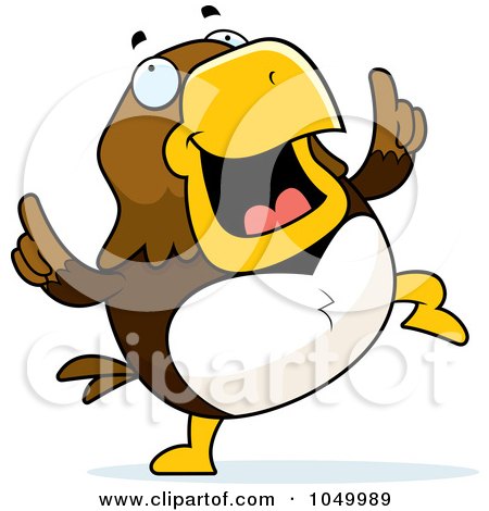 Royalty-Free (RF) Clip Art Illustration of a Hawk Doing A Happy Dance by Cory Thoman