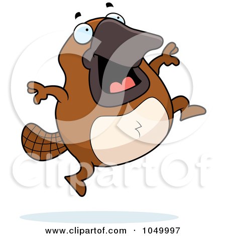Royalty-Free (RF) Clip Art Illustration of a Platypus Jumping by Cory Thoman