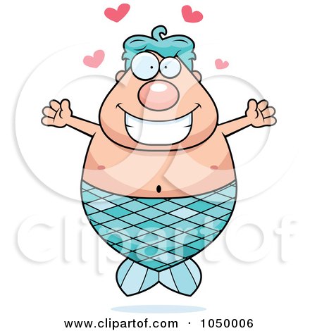 Royalty-Free (RF) Clip Art Illustration of a Plump Merman With Open Arms by Cory Thoman