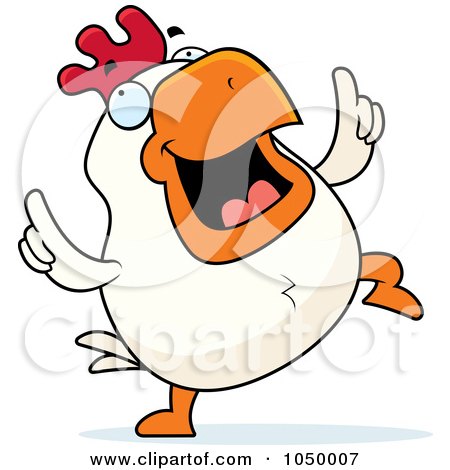 Royalty-Free (RF) Clip Art Illustration of a White Rooster Dancing by Cory Thoman