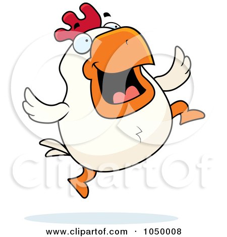 Royalty-Free (RF) Clip Art Illustration of a White Rooster Jumping by Cory Thoman