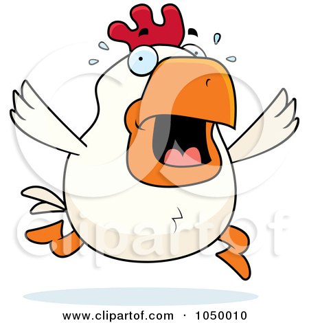 Royalty-Free (RF) Clip Art Illustration of a White Rooster Panicking by Cory Thoman