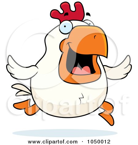 Royalty-Free (RF) Clip Art Illustration of a White Rooster Running by ...