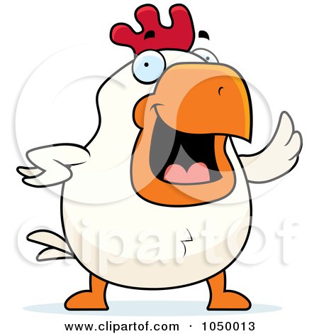 Royalty-Free (RF) Clip Art Illustration of a White Rooster Waving by Cory Thoman