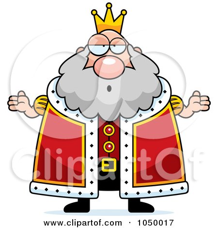 Royalty-Free (RF) Clip Art Illustration of a Careless Plump King Shrugging by Cory Thoman