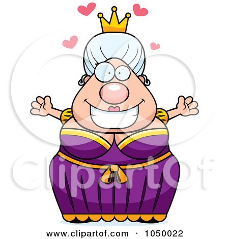 Royalty-Free (RF) Clip Art Illustration of a Plump Queen With Open Arms by Cory Thoman