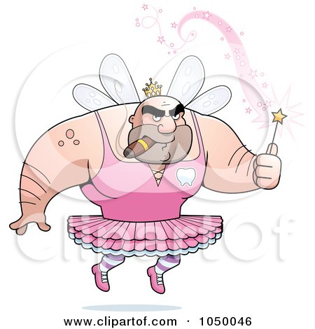 Royalty-Free (RF) Clip Art Illustration of a Strong Tooth Fairy Man Smoking A Cigar by Cory Thoman