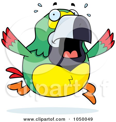 Royalty-Free (RF) Clip Art Illustration of a Green Parrot Panicking by Cory Thoman