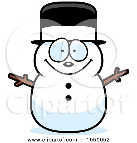 Royalty-Free (RF) Clip Art Illustration of a Happy Snowman With A Black Hat by Cory Thoman