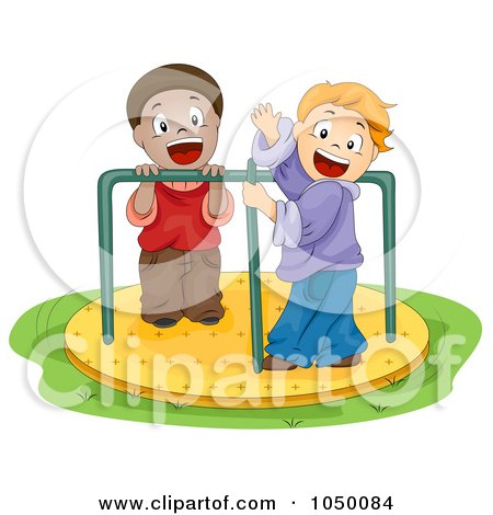 Royalty-Free (RF) Clip Art Illustration of Boys Playing On A Roundabout by BNP Design Studio
