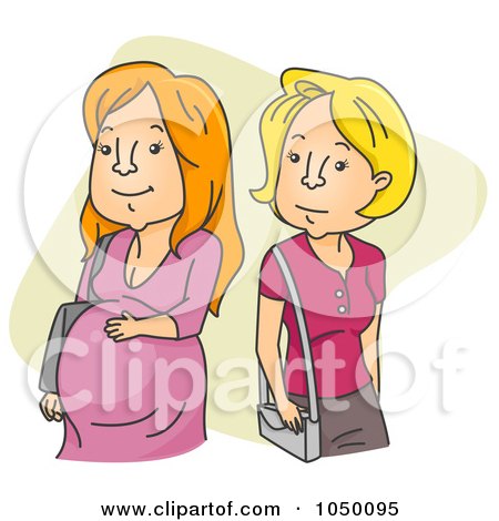 Royalty-Free (RF) Clip Art Illustration of a Woman Admiring A Pregnant Woman by BNP Design Studio