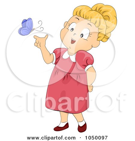 Royalty-Free (RF) Clip Art Illustration of a Girl Playing With A Butterfly by BNP Design Studio