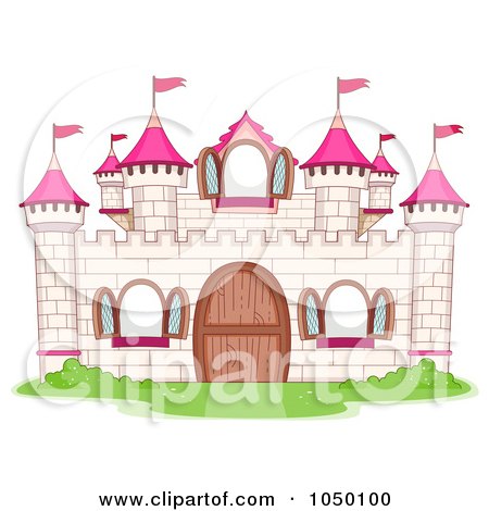 Royalty-Free (RF) Clip Art Illustration of a White And Pink Castle Facade by BNP Design Studio