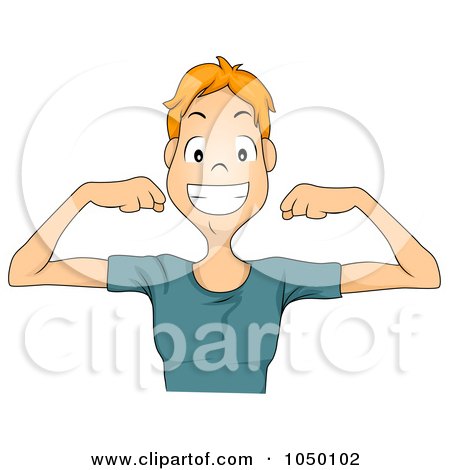 Royalty-Free (RF) Clip Art Illustration of a Red Haired Boy Flexing His Arms by BNP Design Studio