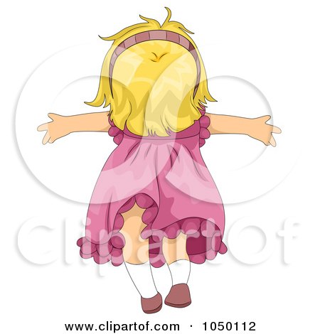 Royalty-Free (RF) Clip Art Illustration of a Girl Standing In The Wind by BNP Design Studio