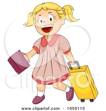 Royalty-Free (RF) Clip Art Illustration of a Happy Girl Going To School by BNP Design Studio