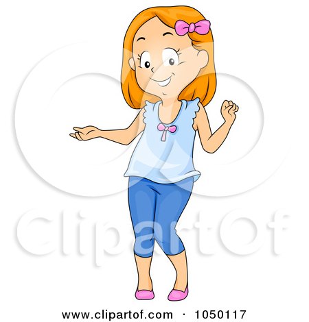 Royalty-Free (RF) Clip Art Illustration of a Casual Girl Presenting by BNP Design Studio
