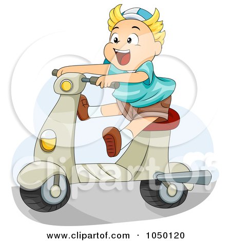 Royalty-Free (RF) Clip Art Illustration of a Boy Riding A Scooter by BNP Design Studio