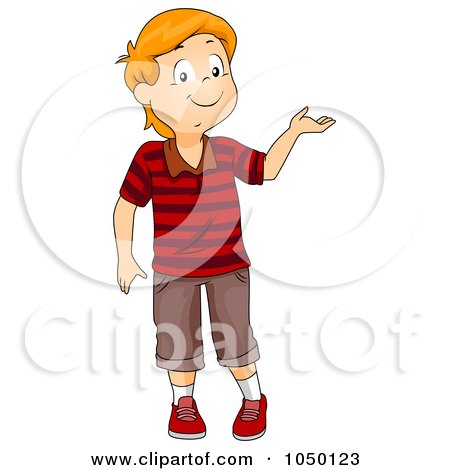 Royalty-Free (RF) Clip Art Illustration of a Red Haired Boy Presenting by BNP Design Studio