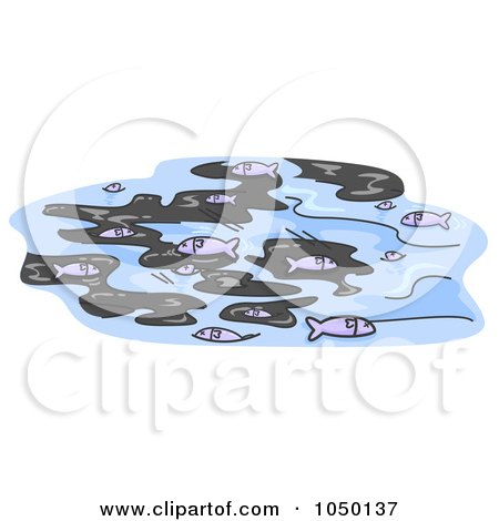 Royalty-Free (RF) Clip Art Illustration of Dead Fish Floating After An Oil Spill by BNP Design Studio