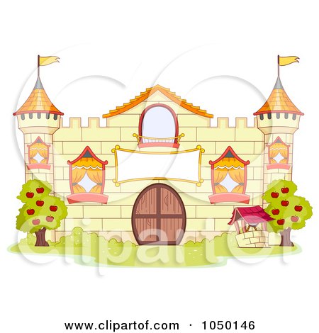 Royalty-Free (RF) Clip Art Illustration of a Yellow Castle Facade by BNP Design Studio