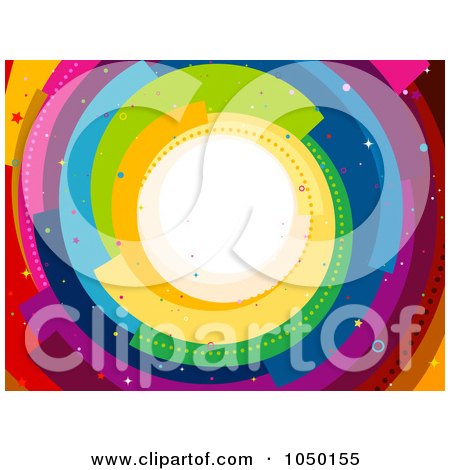 Royalty-Free (RF) Clip Art Illustration of a Confetti Spiral Rainbow Background by BNP Design Studio