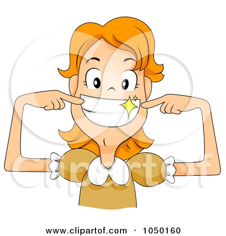 Royalty-Free (RF) Clip Art Illustration of a Smiling Girl With Pearly White Teeth by BNP Design Studio