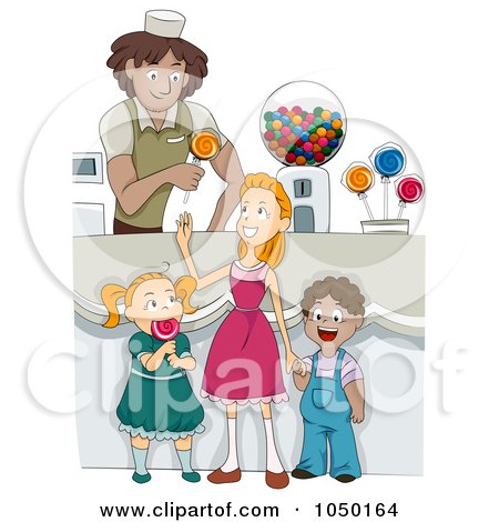 Royalty-Free (RF) Clip Art Illustration of Diverse Children In A Candy Shop by BNP Design Studio