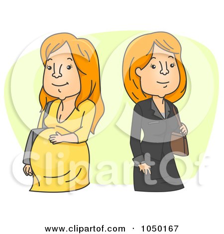 Royalty-Free (RF) Clip Art Illustration of a Pregnant Family Woman By A Career Woman by BNP Design Studio