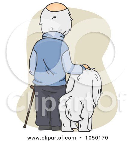Royalty-Free (RF) Clip Art Illustration of a Senior Man Standing By His Dog by BNP Design Studio