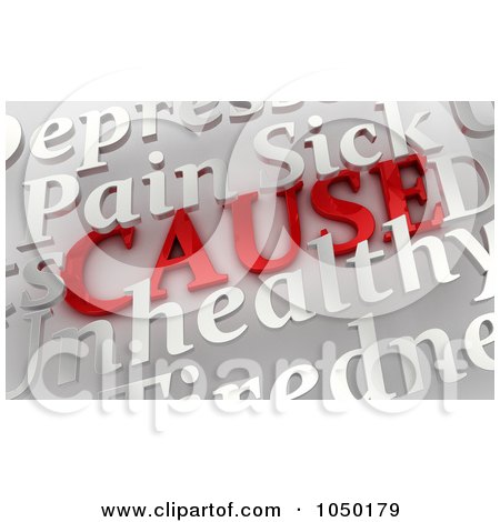 Royalty-Free (RF) Clip Art Illustration of 3d Health Related Words Showing An Underlying Cause Over Gray  by stockillustrations