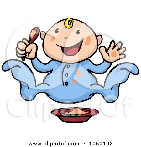 Royalty-Free (RF) Clip Art Illustration of a Happy Baby With Food by AtStockIllustration