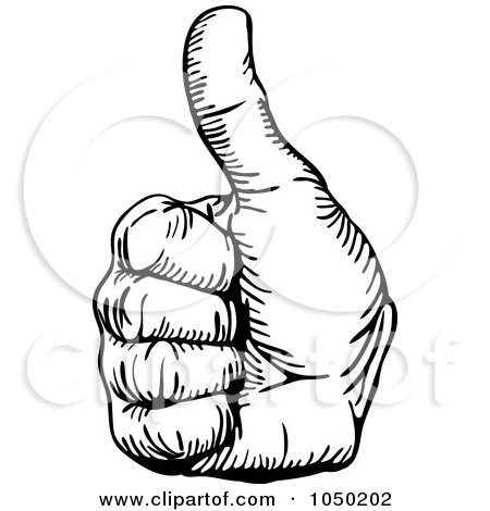 Royalty-Free (RF) Clip Art Illustration of a Black And White Hand With A Thumb Up by AtStockIllustration