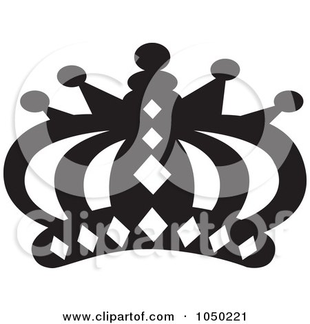 Royalty-Free (RF) Clip Art Illustration of a Black And White Crown Design - 1 by Andy Nortnik